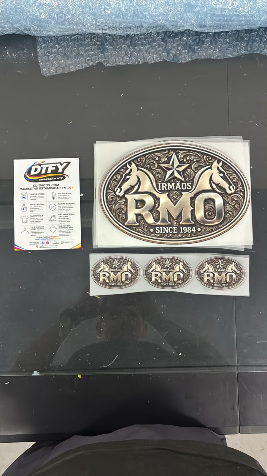 Pedido real de transfers DTF entregue pela DTFY
